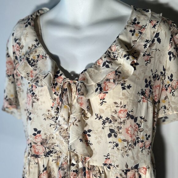Torrid SZ1=14/16 Babydoll style pink floral top Romantic Fairy Boho Cottage - Picture 3 of 9